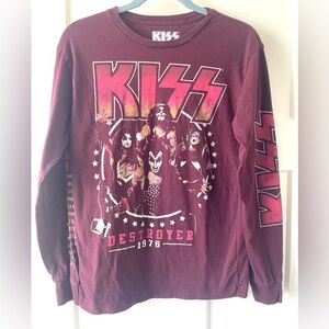 KISS Destroyer 1976 Long Sleeve Graphic Tee – Burgundy